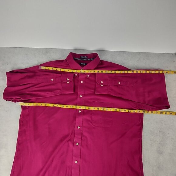 Izod Men's Magenta Cotton Blend Twill Dress Shirt Size 18.5 Tall (35/36) - Picture 7 of 13